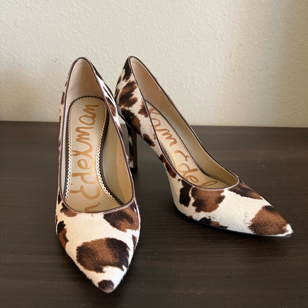 Sam Edelman Cow Print Fur Heels 8